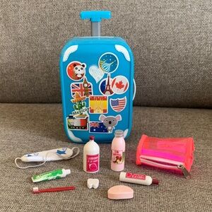 Our Generation Rolling Travel Luggage Suitcase and Accessories for 18” Dolls